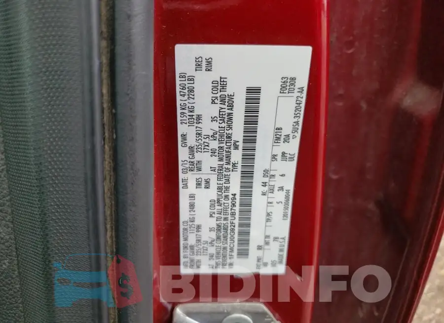 1FMCU0G92FUB79094 Photo# 14