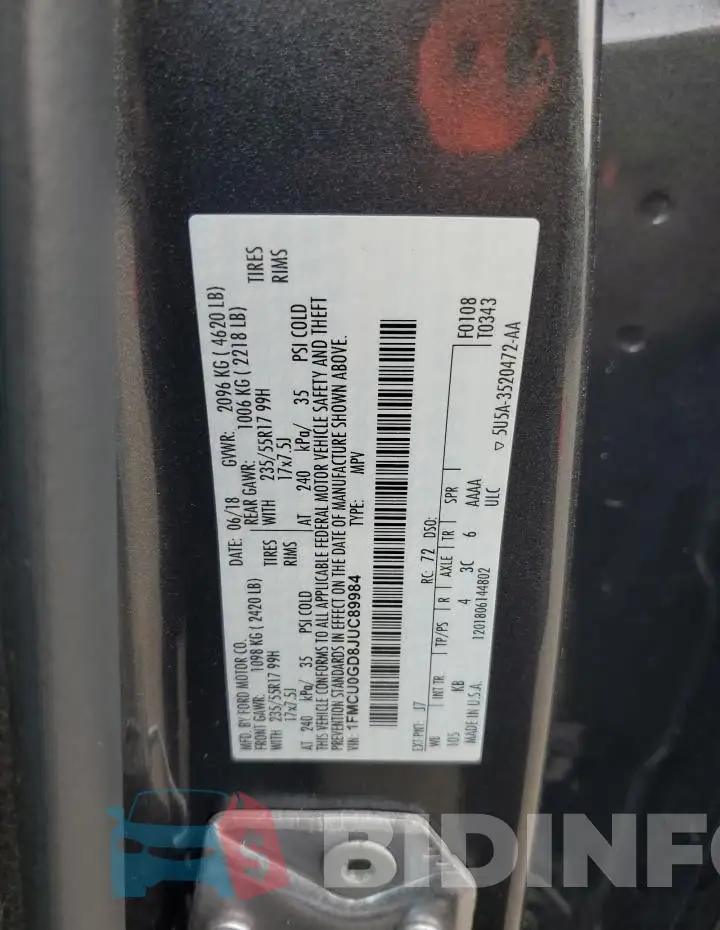 1FMCU0GD8JUC89984 Photo# 12
