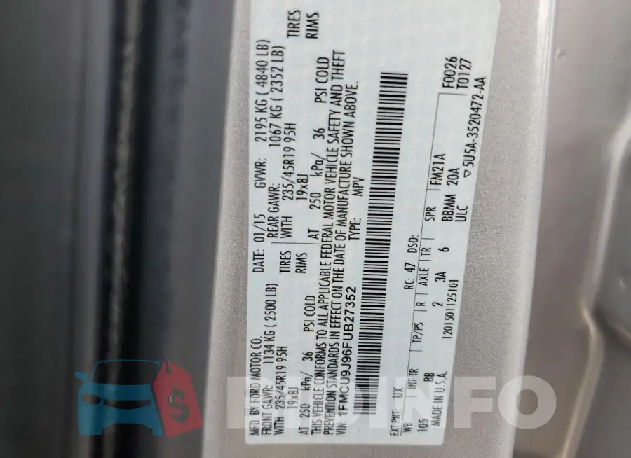 1FMCU9J96FUB27352 Photo# 14