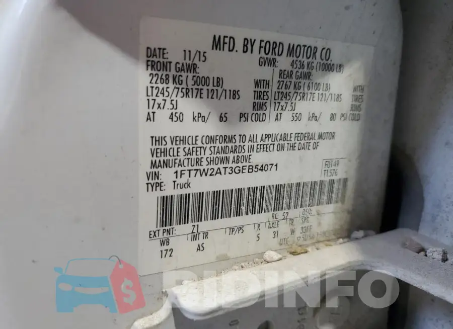 1FT7W2AT3GEB54071 Photo# 12
