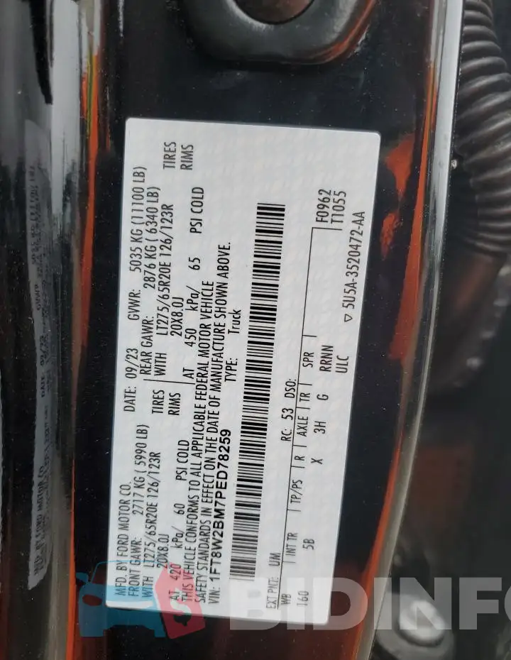 1FT8W2BM7PED78259 Photo# 12