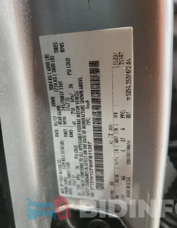 1FTEW1CF9HFB11357 Photo# 12
