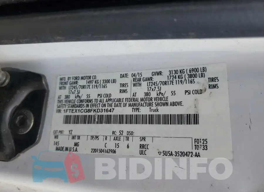 1FTEX1CG8FKD31647 Photo# 13