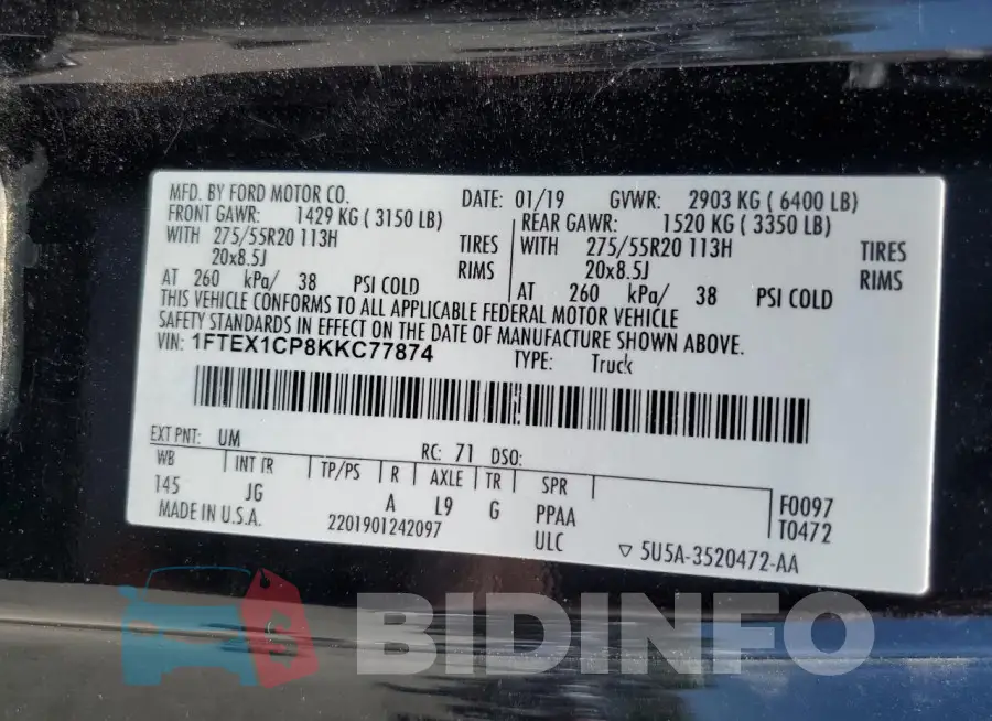 1FTEX1CP8KKC77874 Photo# 12