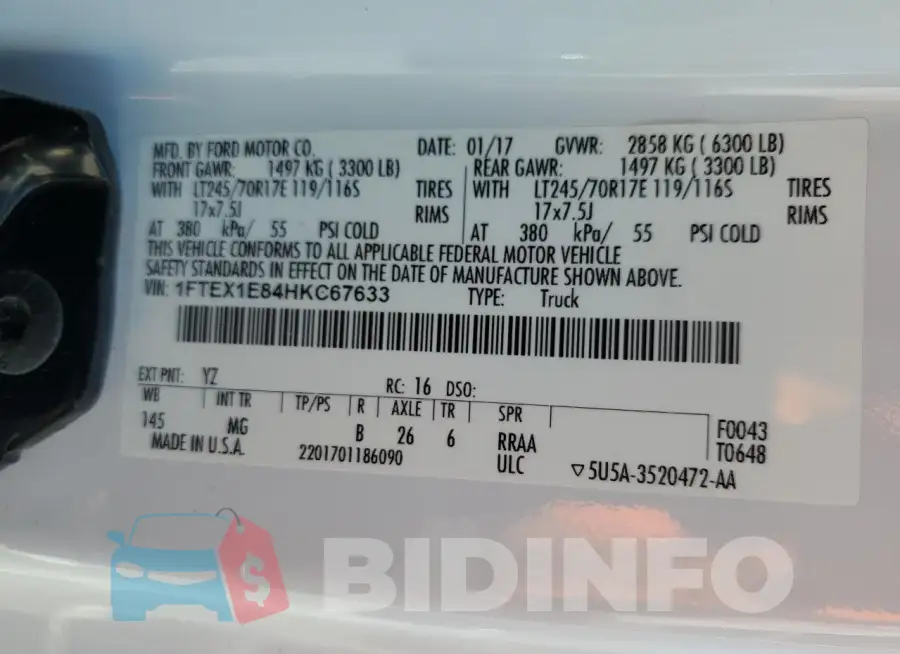 1FTEX1E84HKC67633 Photo# 12