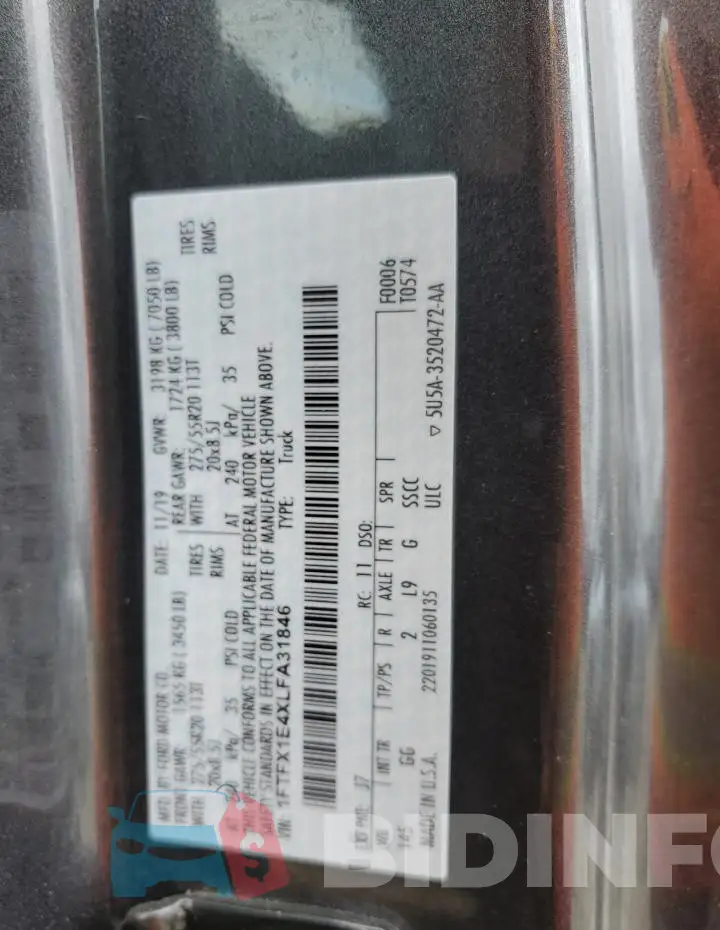1FTFX1E4XLFA31846 Photo# 12