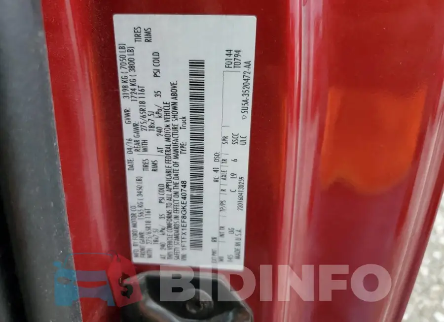1FTFX1EF8GKE40748 Photo# 12