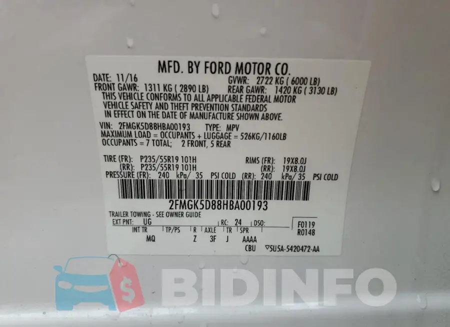 2FMGK5D88HBA00193 Photo# 13