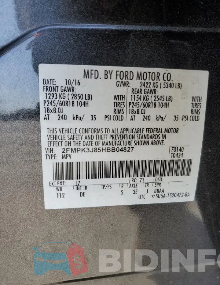 2FMPK3J85HBB04827 Photo# 12