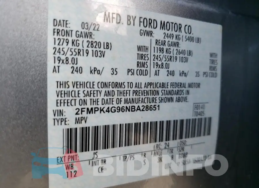 2FMPK4G96NBA28651 Photo# 14