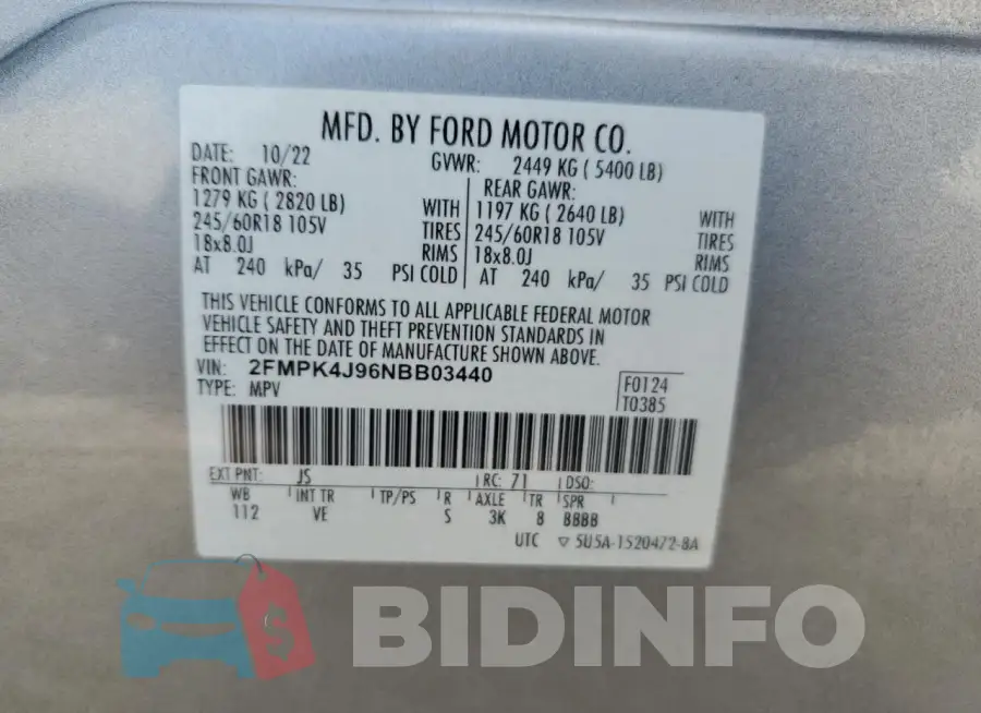 2FMPK4J96NBB03440 Photo# 14
