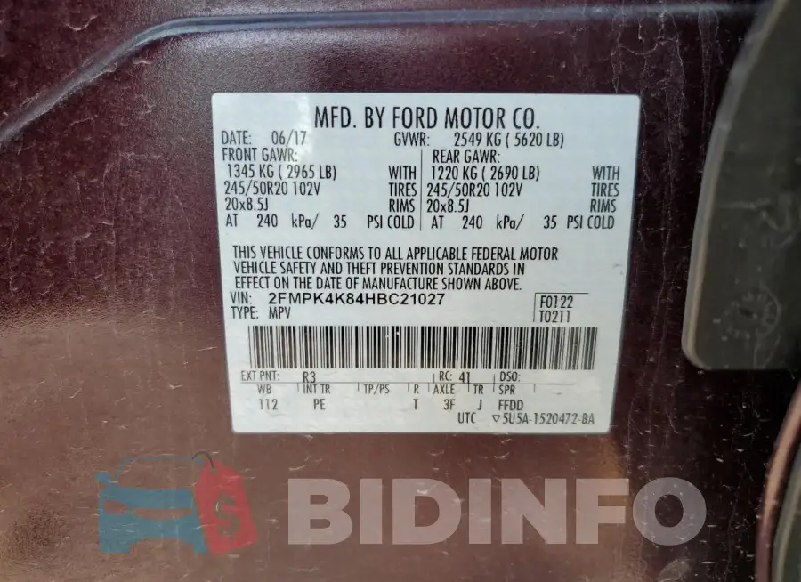 2FMPK4K84HBC21027 Photo# 13