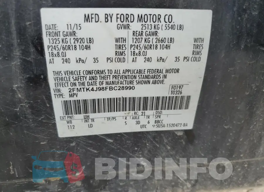 2FMTK4J98FBC28990 Photo# 14