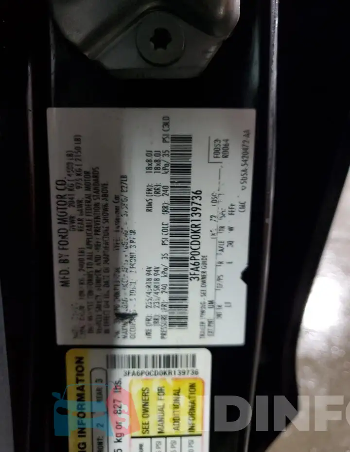 3FA6P0CD0KR139736 Photo# 12
