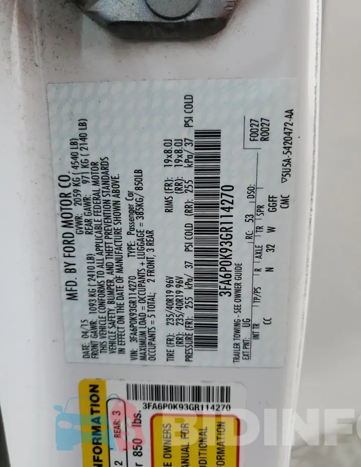 3FA6P0K93GR114270 Photo# 12
