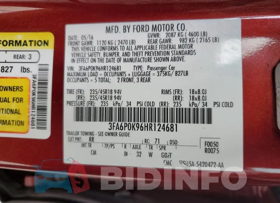 3FA6P0K96HR124681 Photo# 12