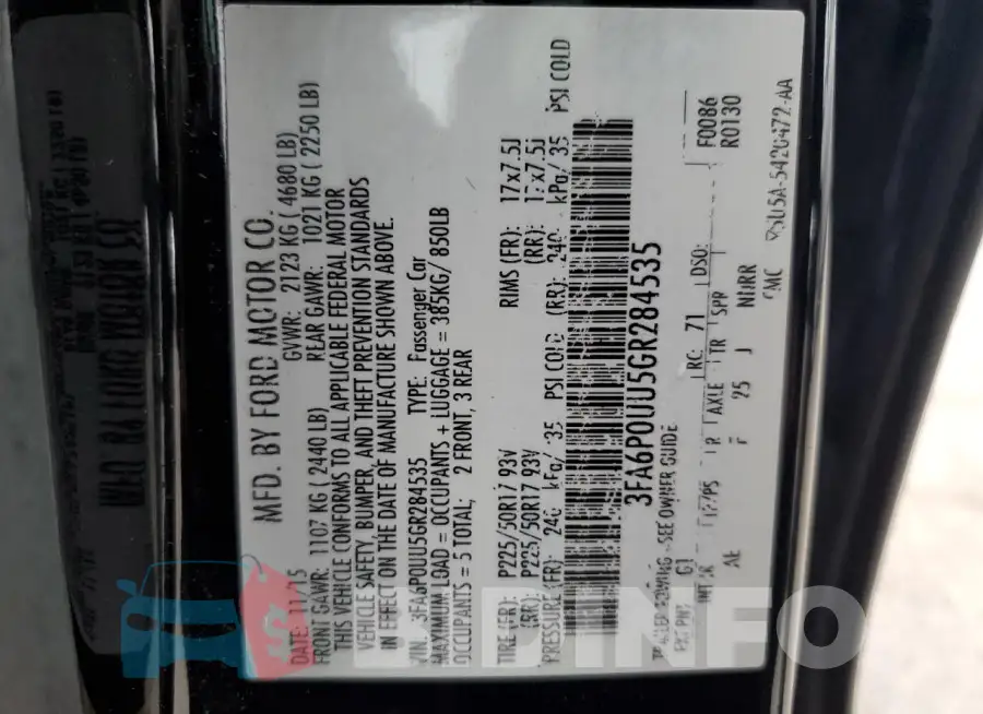 3FA6P0UU5GR284535 Photo# 13