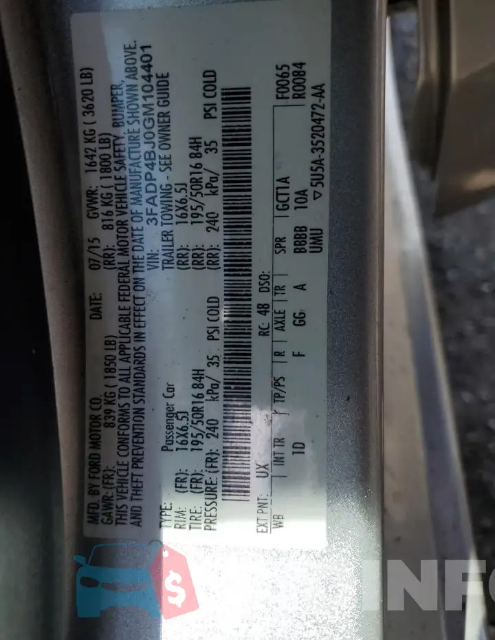3FADP4BJ0GM104401 Photo# 12