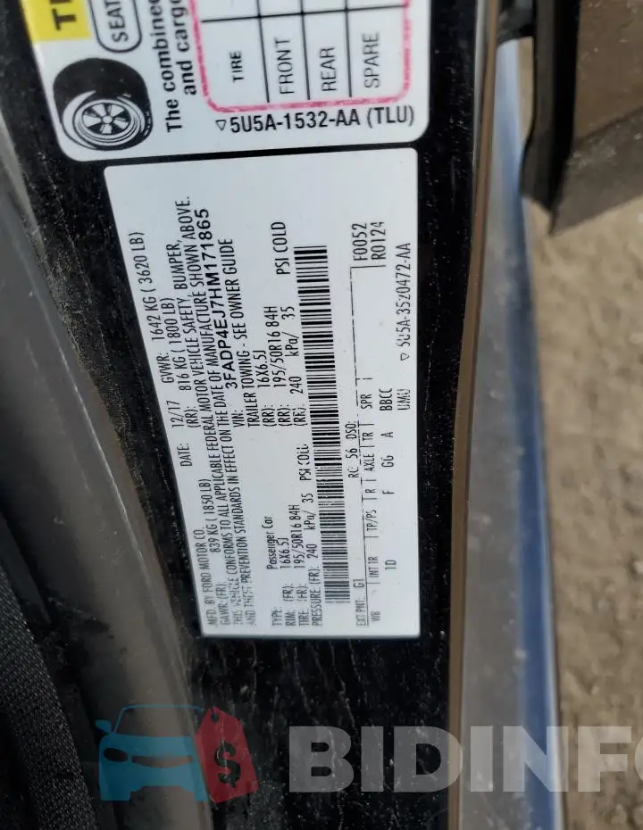 3FADP4EJ7HM171865 Photo# 12