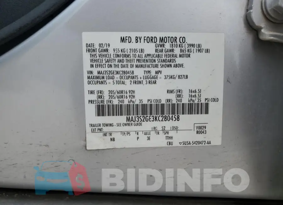MAJ3S2GE3KC280458 Photo# 12