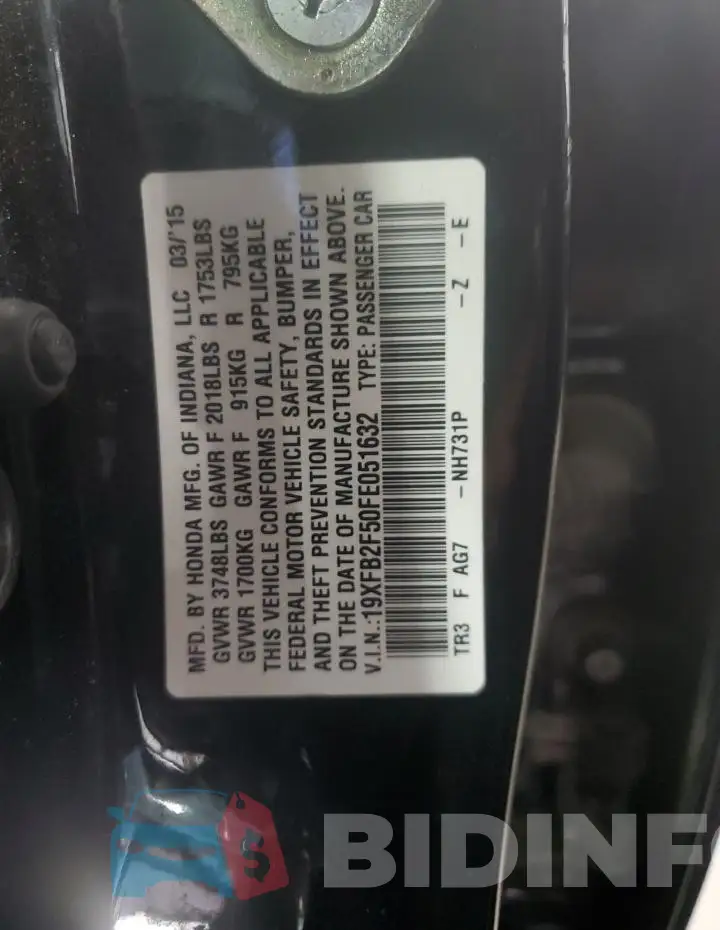 19XFB2F50FE051632 Photo# 12