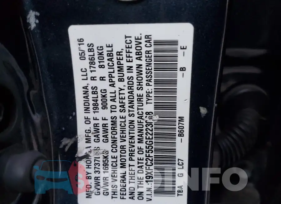 19XFC2F55GE223068 Photo# 12