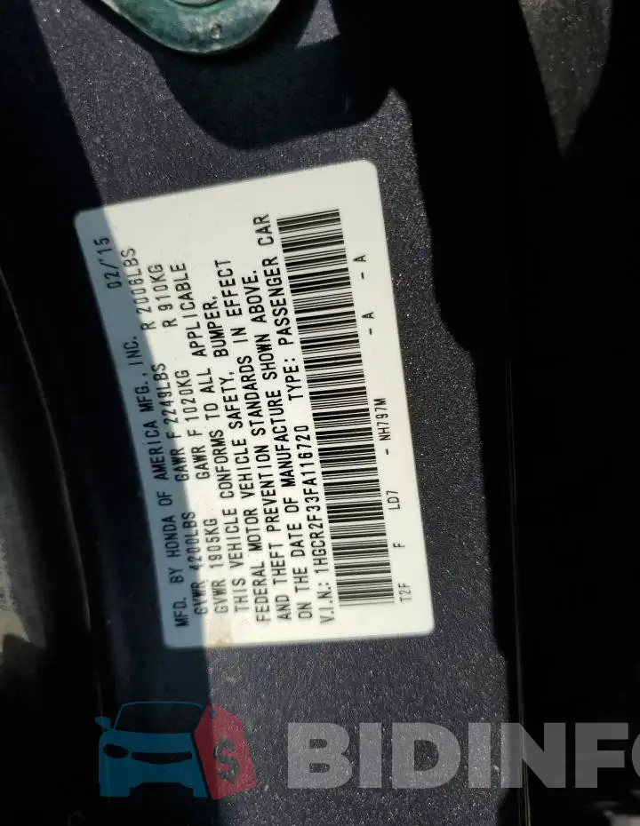 1HGCR2F33FA116720 Photo# 12