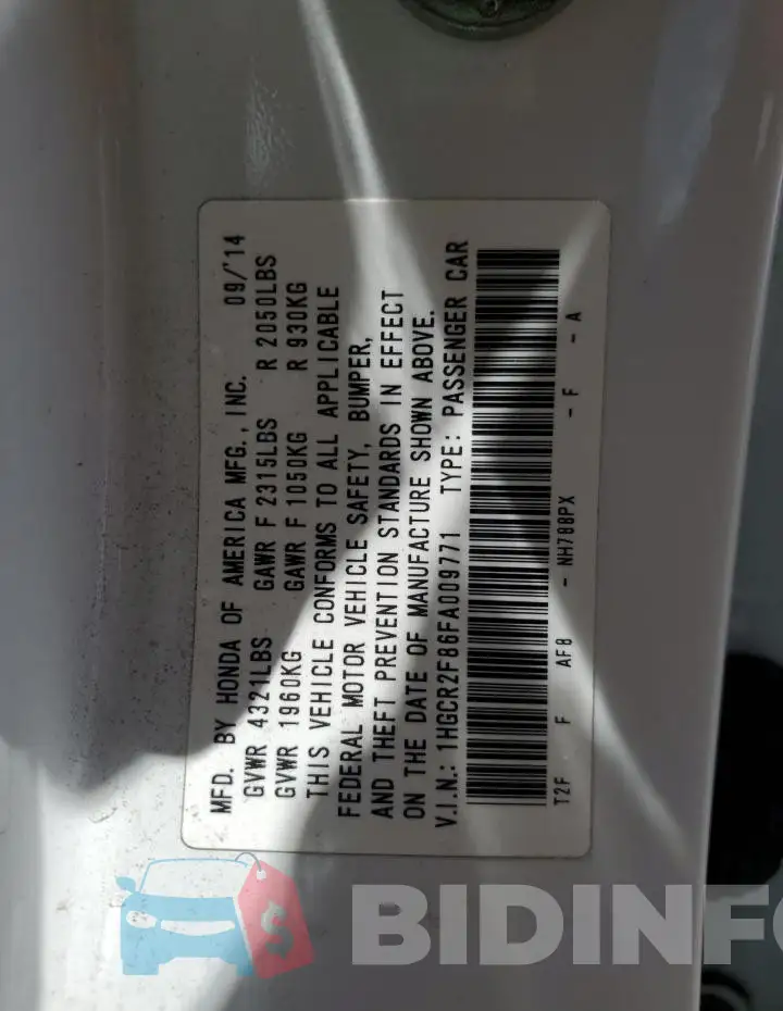 1HGCR2F86FA009771 Photo# 13