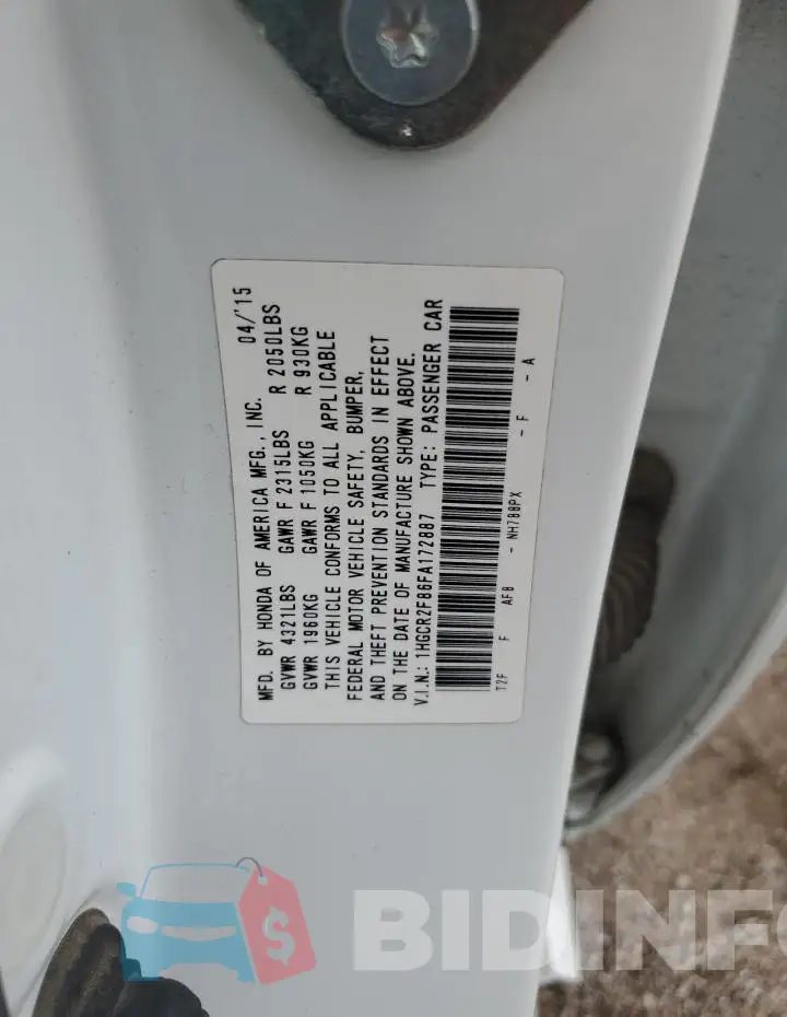 1HGCR2F86FA172887 Photo# 12