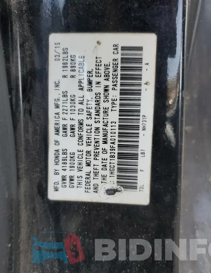 1HGCT1B39FA010113 Photo# 12