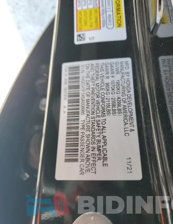 1HGCV1F1XNA008985 Photo# 12