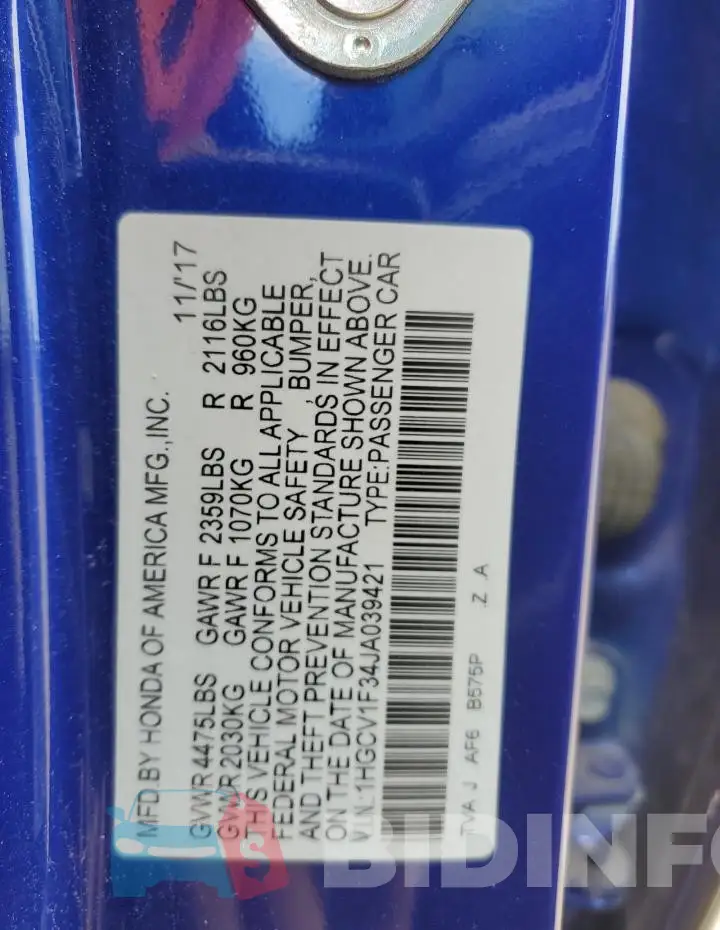 1HGCV1F34JA039421 Photo# 12