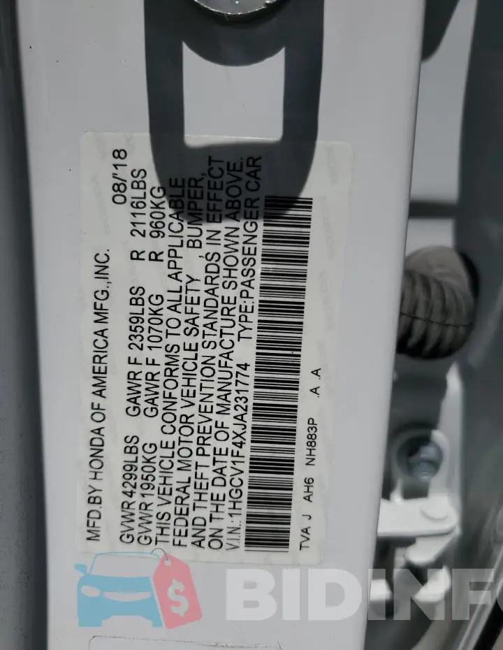 1HGCV1F4XJA231774 Photo# 12