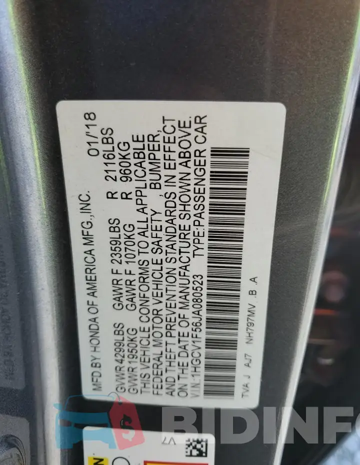 1HGCV1F56JA080523 Photo# 12