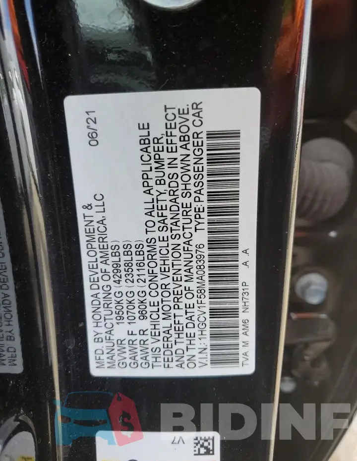 1HGCV1F58MA083976 Photo# 12