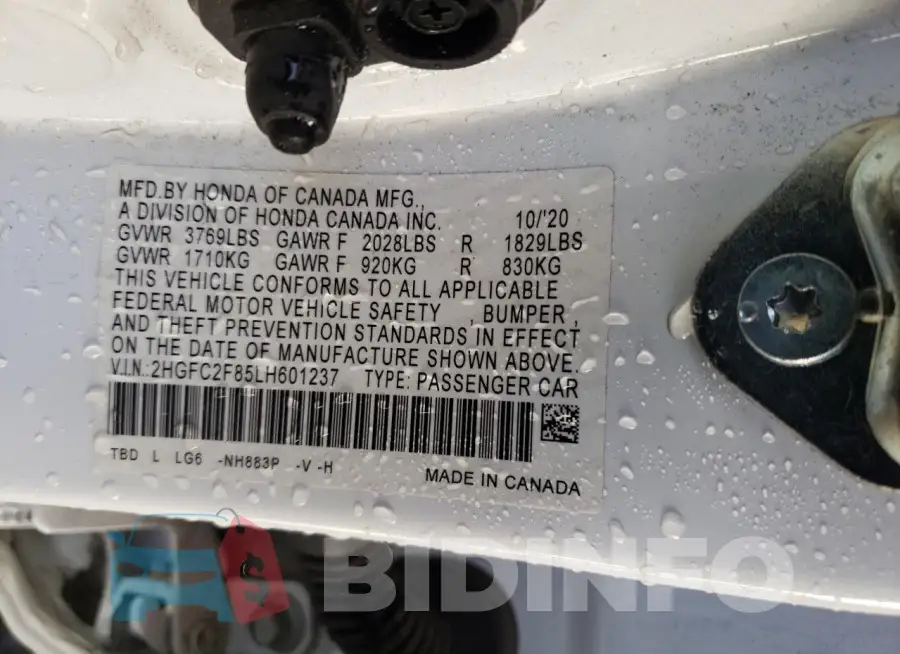 2HGFC2F85LH601237 Photo# 13