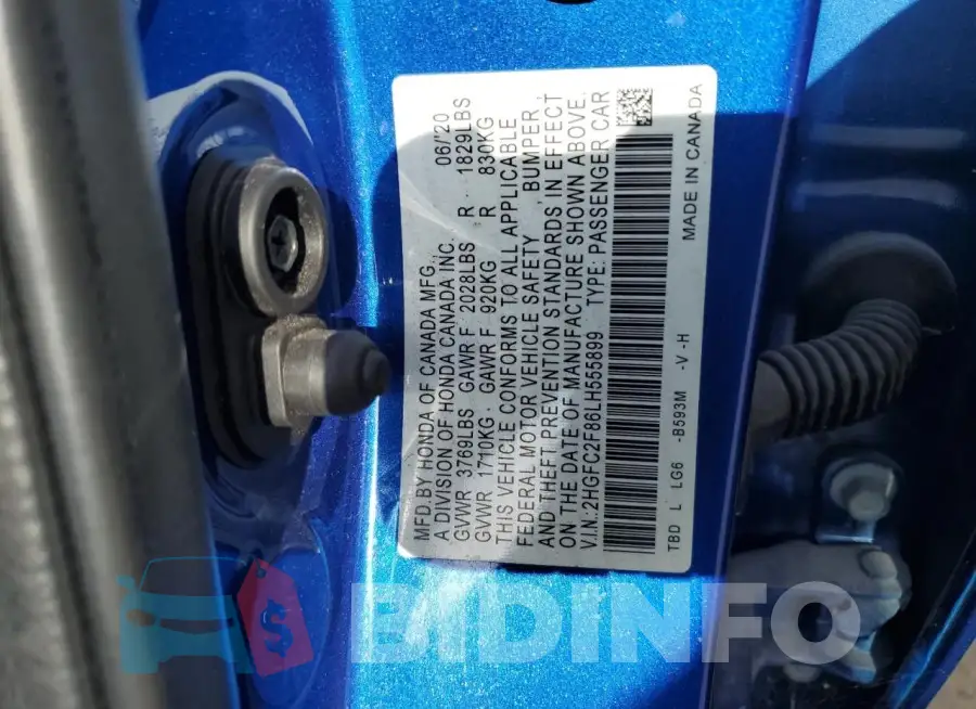 2HGFC2F86LH555899 Photo# 13