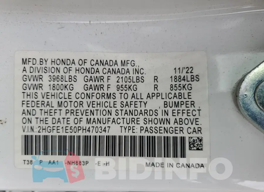 2HGFE1E50PH470347 Photo# 12