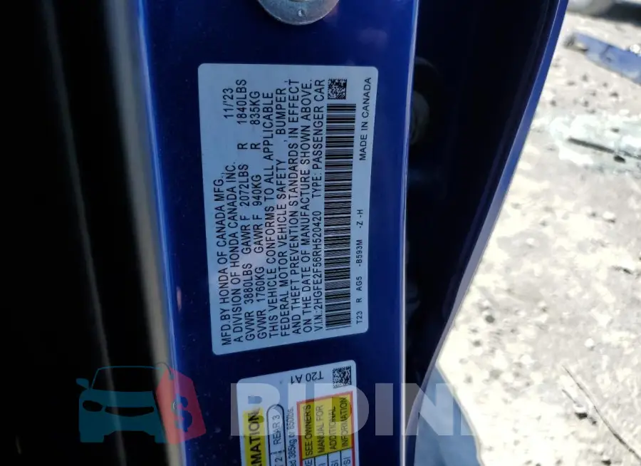 2HGFE2F56RH520420 Photo# 14