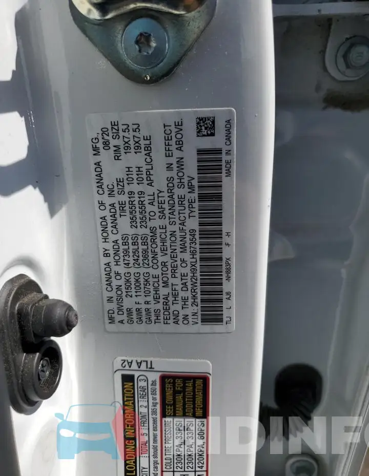 2HKRW2H9XLH673549 Photo# 12
