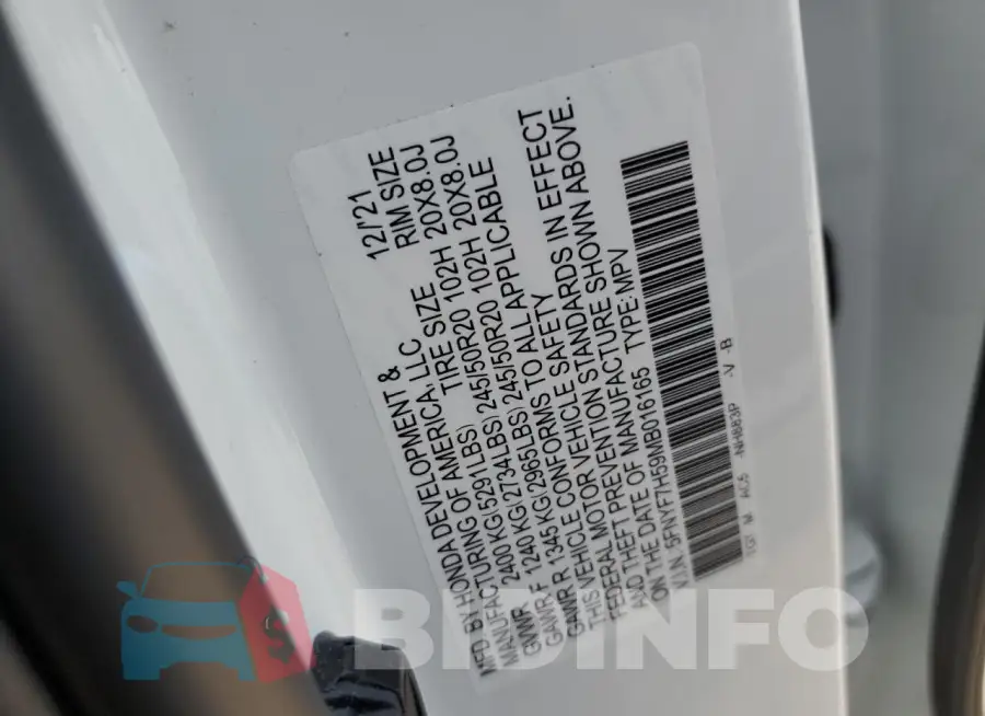 5FNYF7H59MB016165 Photo# 13