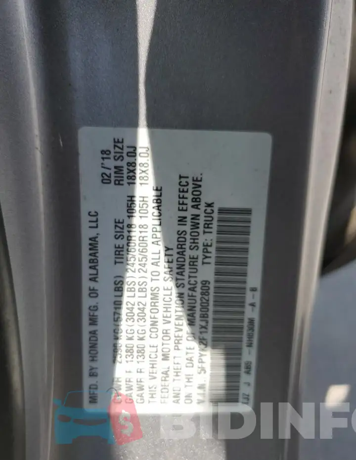 5FPYK2F1XJB002809 Photo# 12