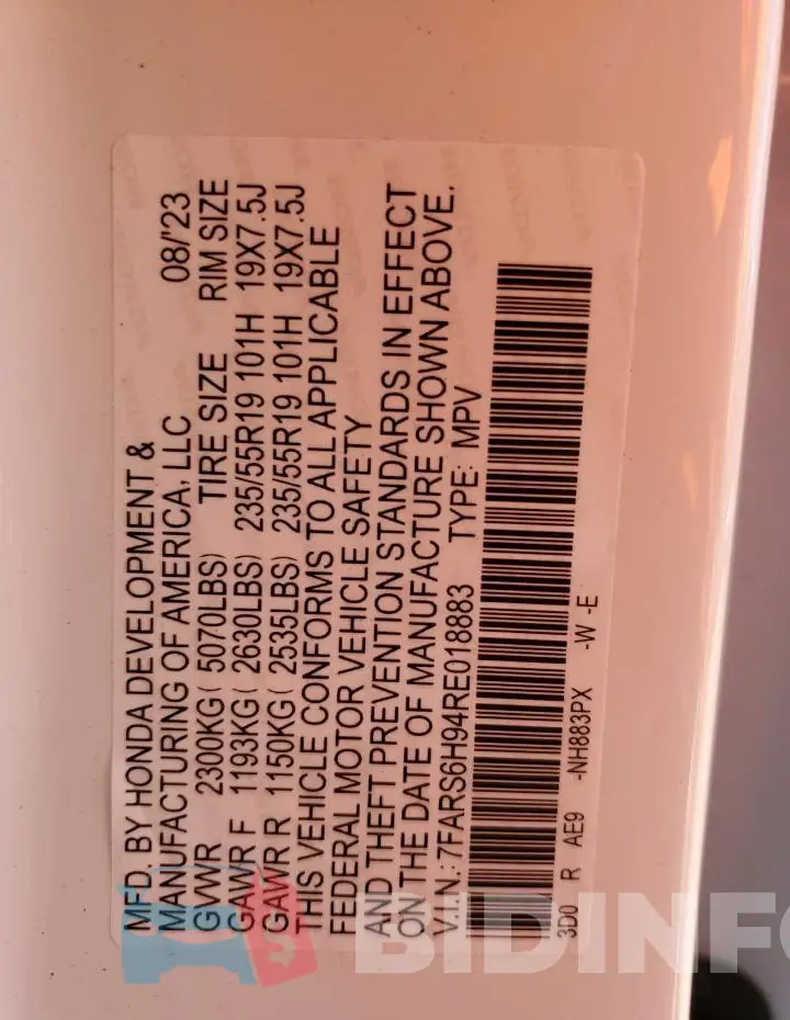 7FARS6H94RE018883 Photo# 14