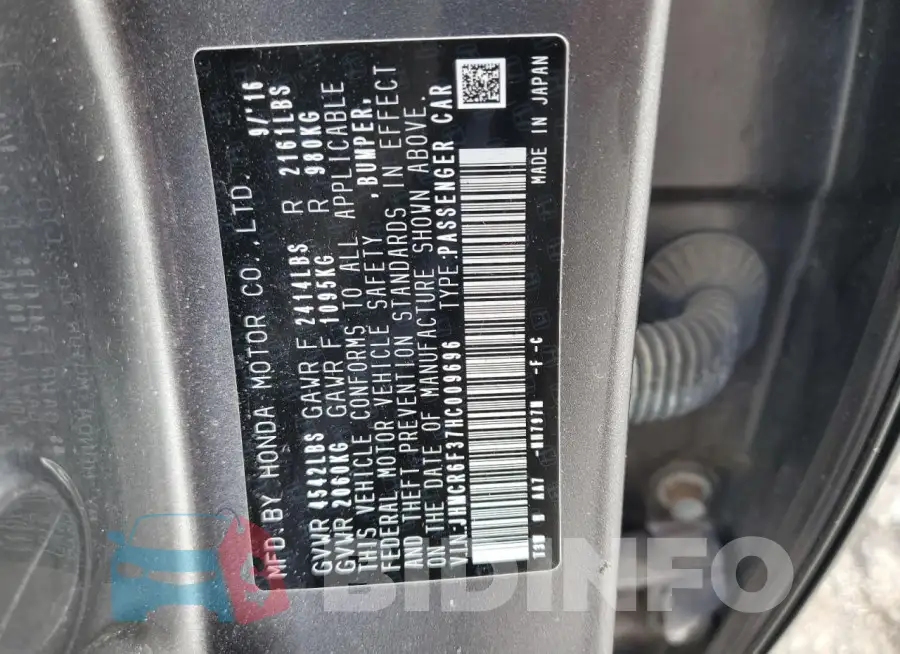 JHMCR6F37HC009696 Photo# 12
