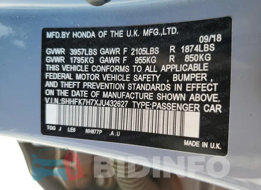 SHHFK7H7XJU432627 Photo# 12