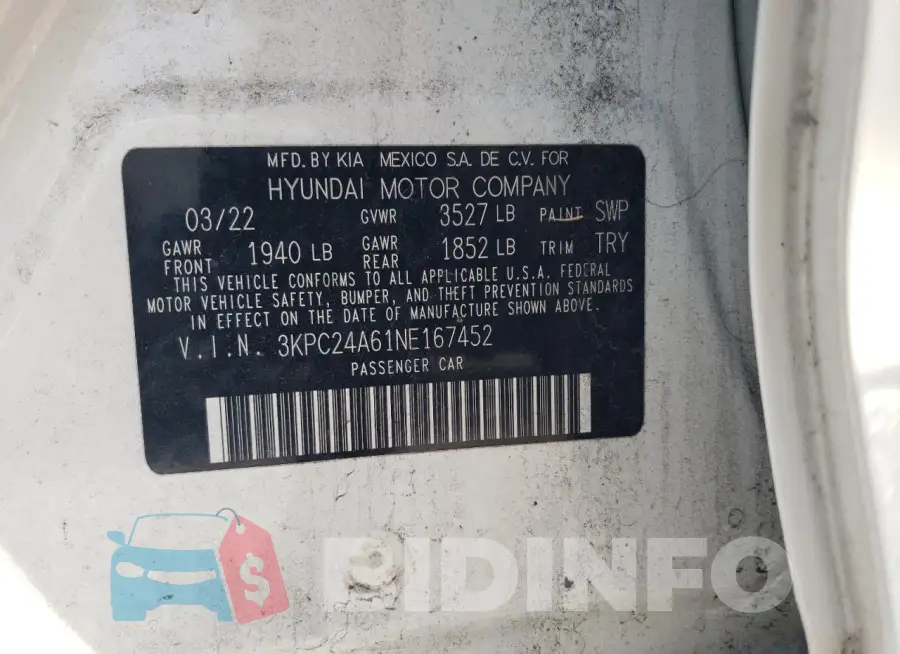 3KPC24A61NE167452 Photo# 12