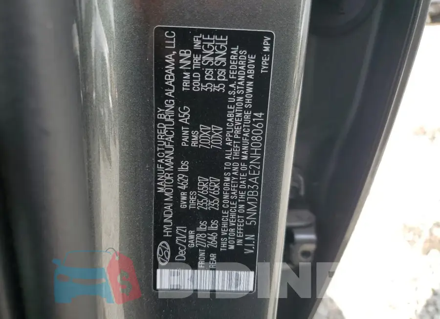 5NMJB3AE2NH080614 Photo# 13