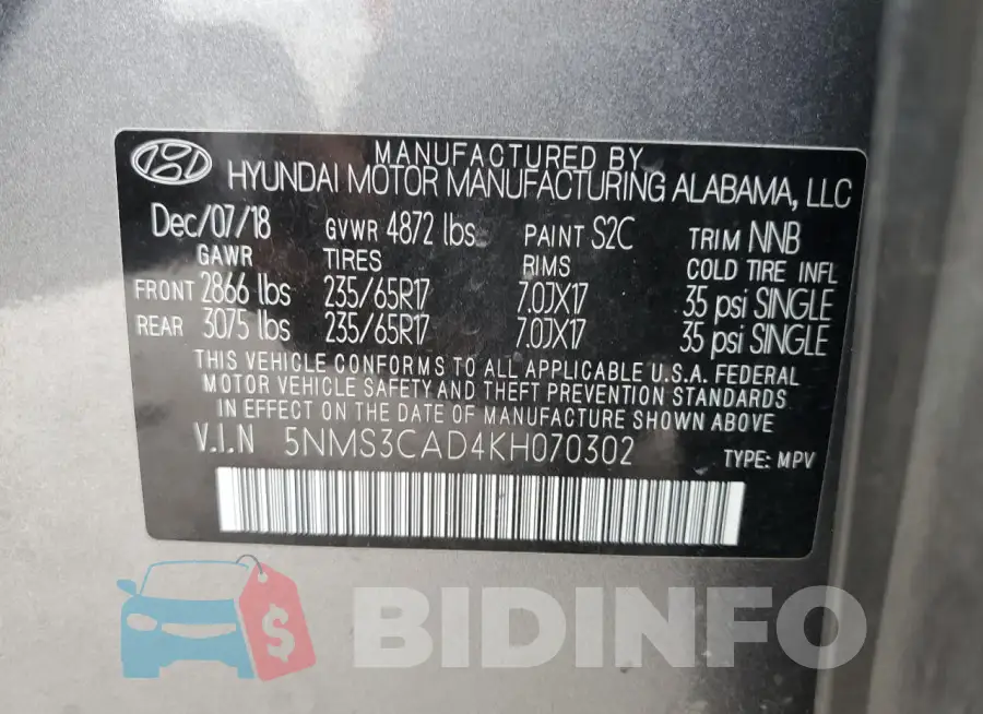 5NMS3CAD4KH070302 Photo# 13