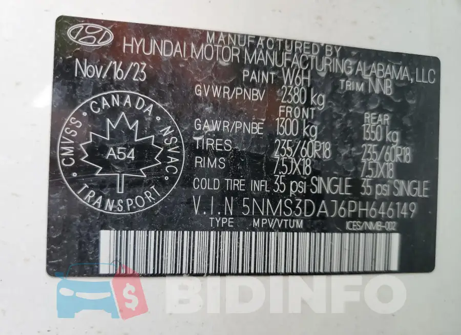 5NMS3DAJ6PH646149 Photo# 13