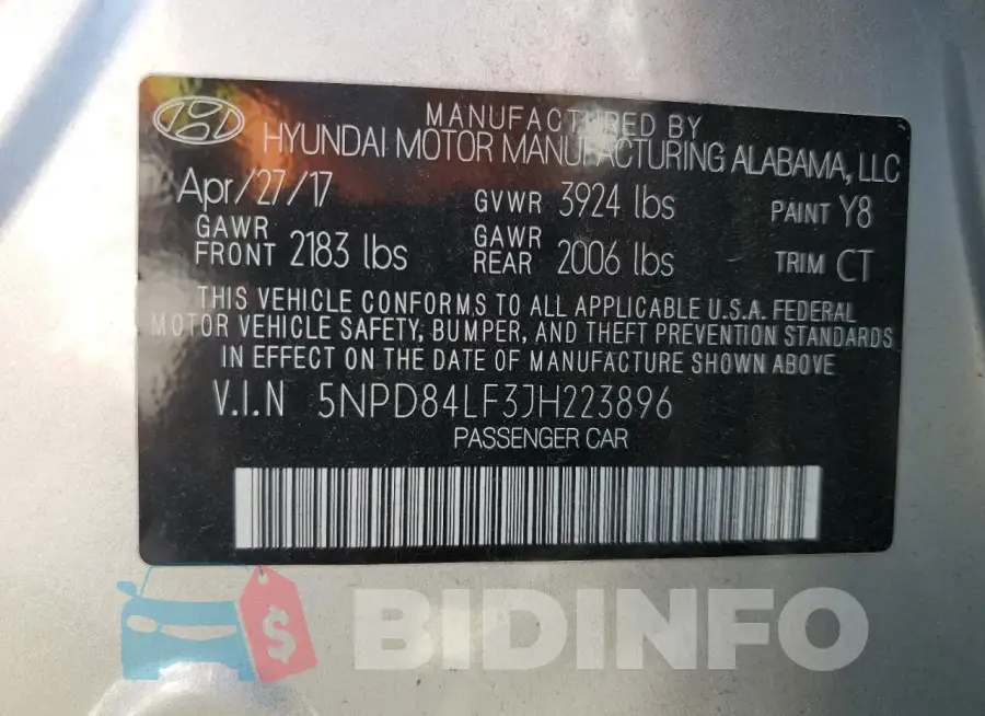 5NPD84LF3JH223896 Photo# 12